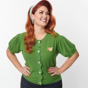 Unique Vintage Plus Size Green & Peach Cardigan 2x/3x
